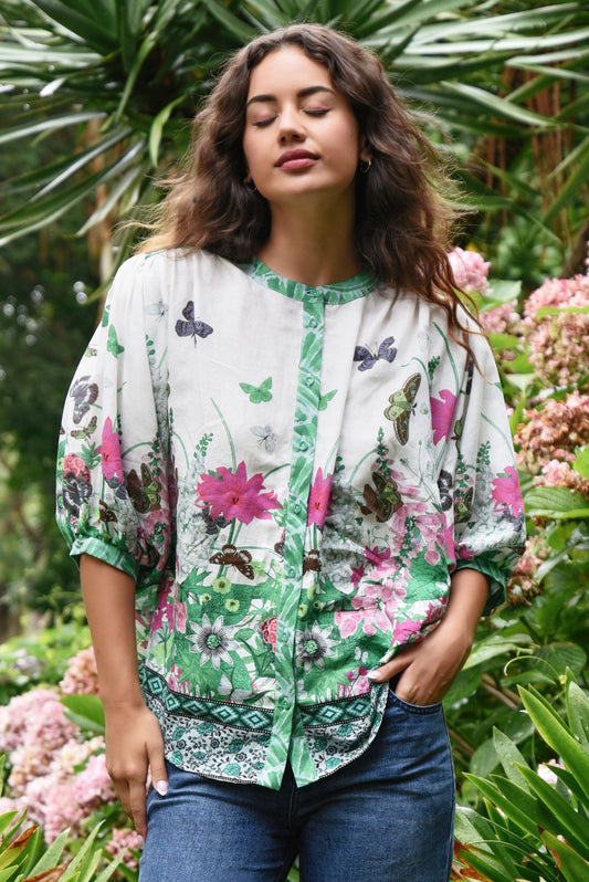 Curate Embrace The Present Shirt Floral Border
