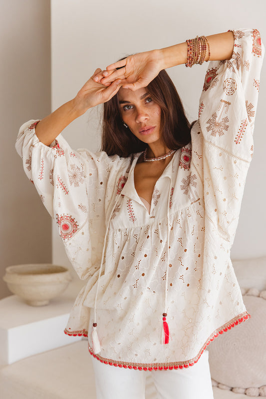 I Am Pylgrym Byron Top in Temple Embroidery