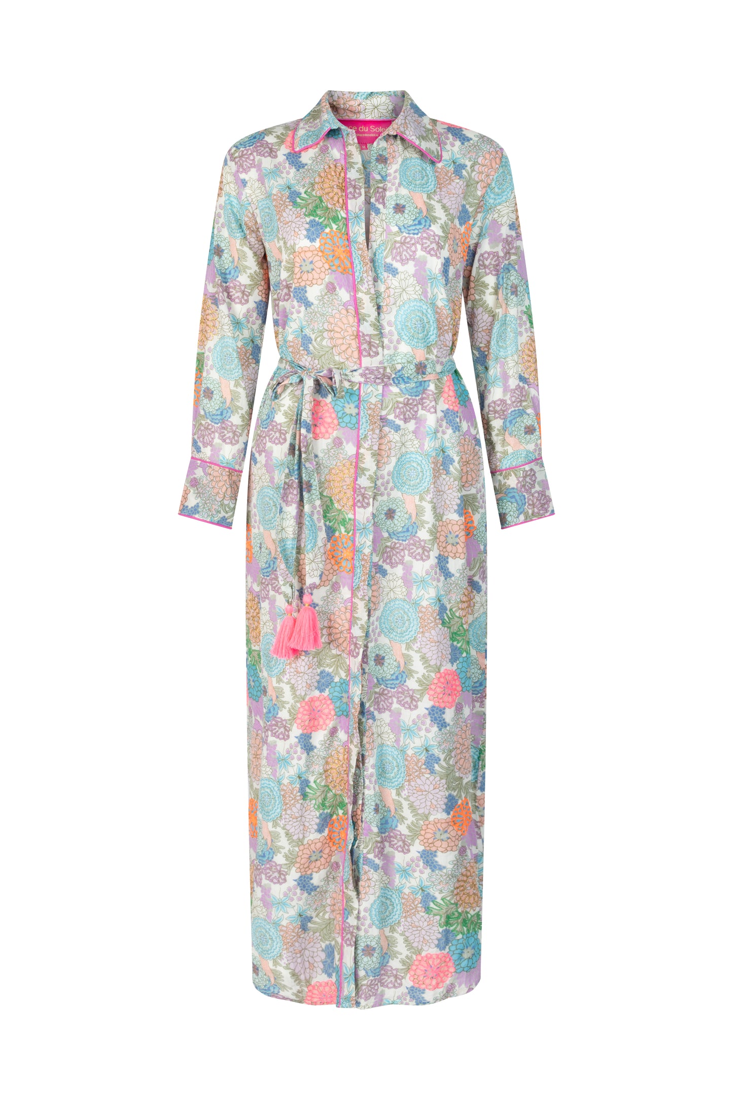Place Du Soleil Green Rosa Blue Buttondress Multi