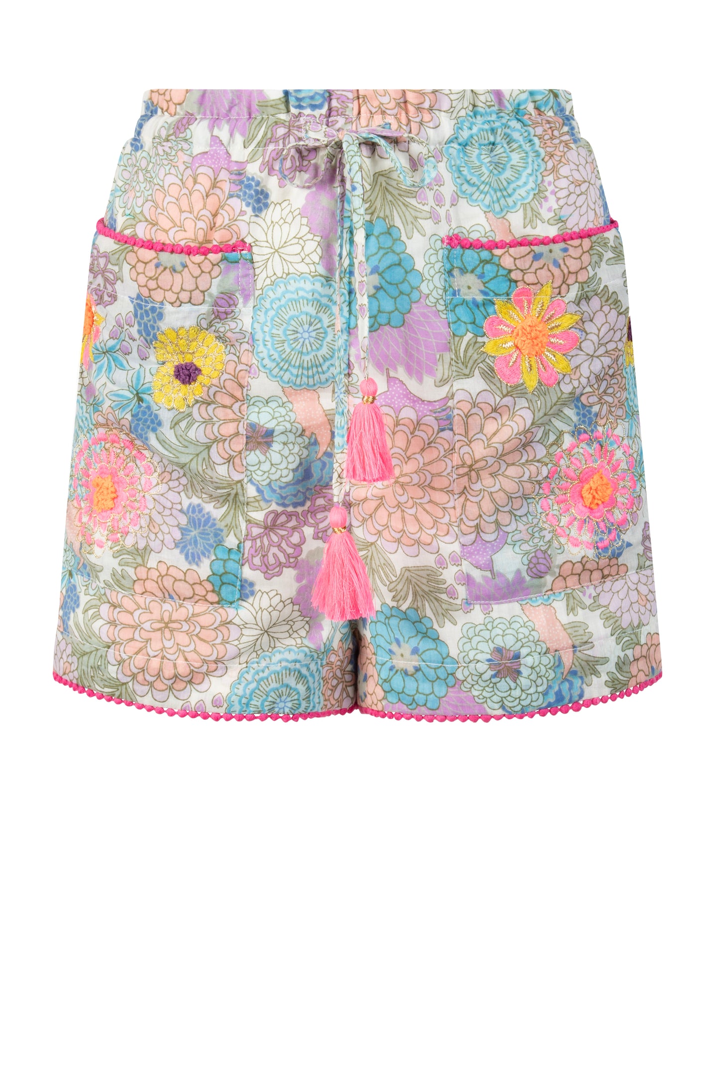 Place Du Soleil Green Rosa Blue Shorts Multi