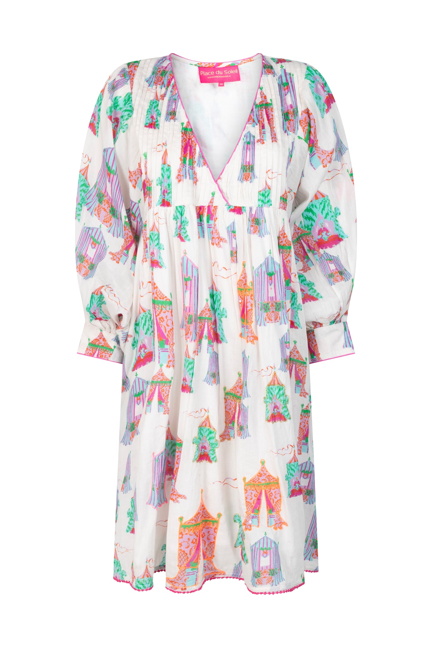 Place Du Soleil Tea Tents Short Dress White Multi