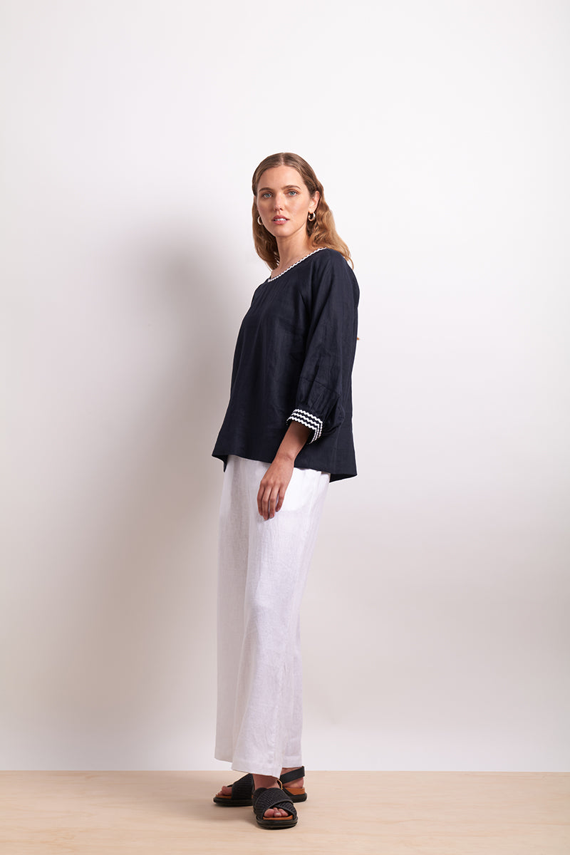 Neris Indigo In Contrast Shirt