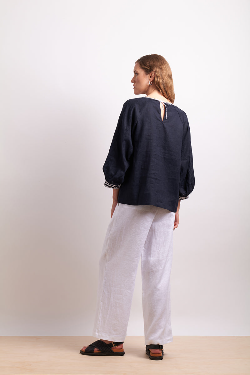Neris Indigo In Contrast Shirt