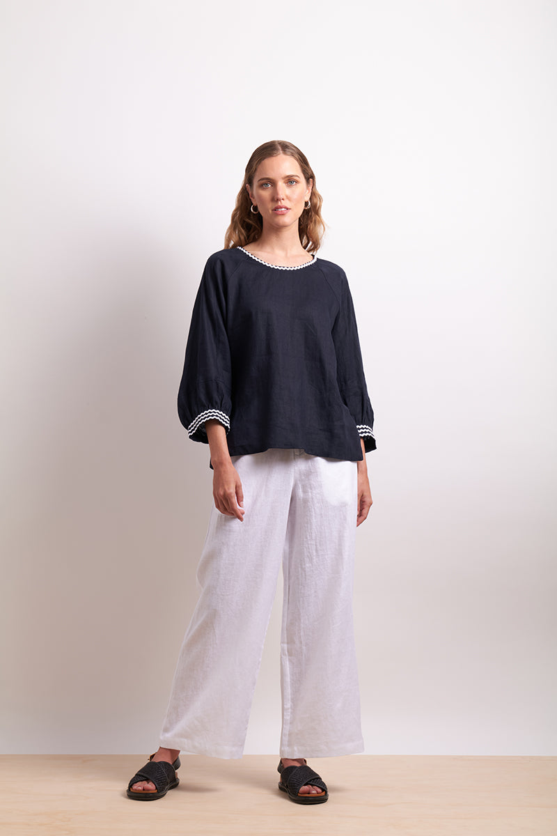 Neris Indigo In Contrast Shirt
