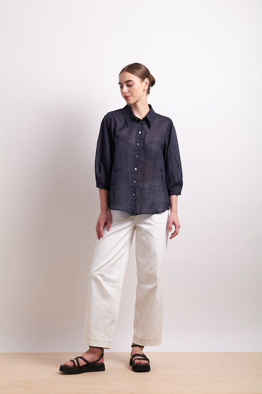 Neris Pin Tuck Blouse - Ink
