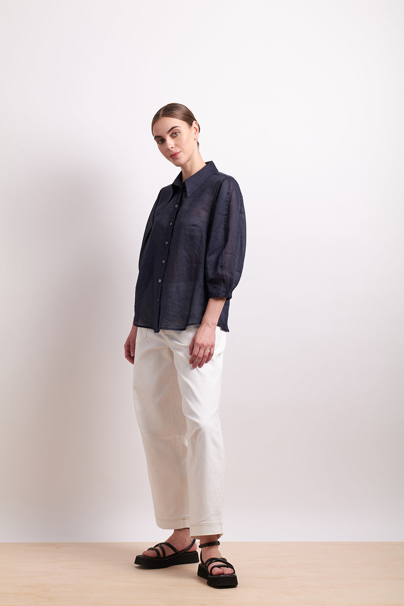 Neris Pin Tuck Blouse - Ink