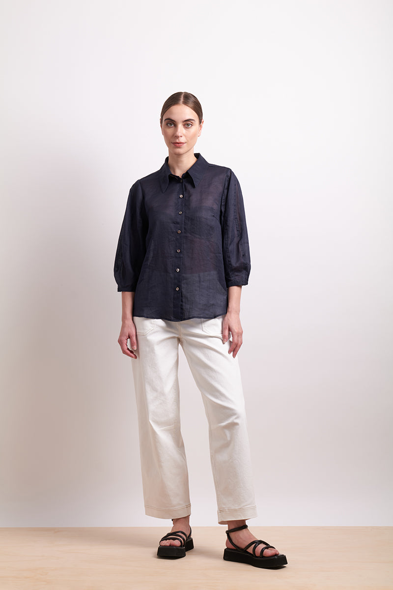 Neris Pin Tuck Blouse - Ink