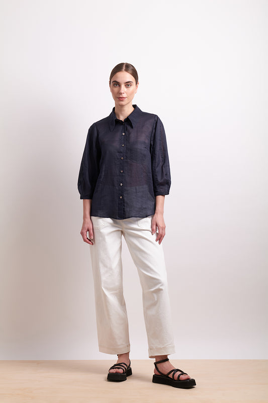 Neris Pin Tuck Blouse - Ink