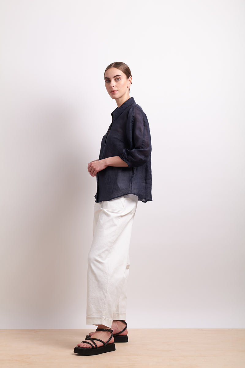 Neris Pin Tuck Blouse - Ink