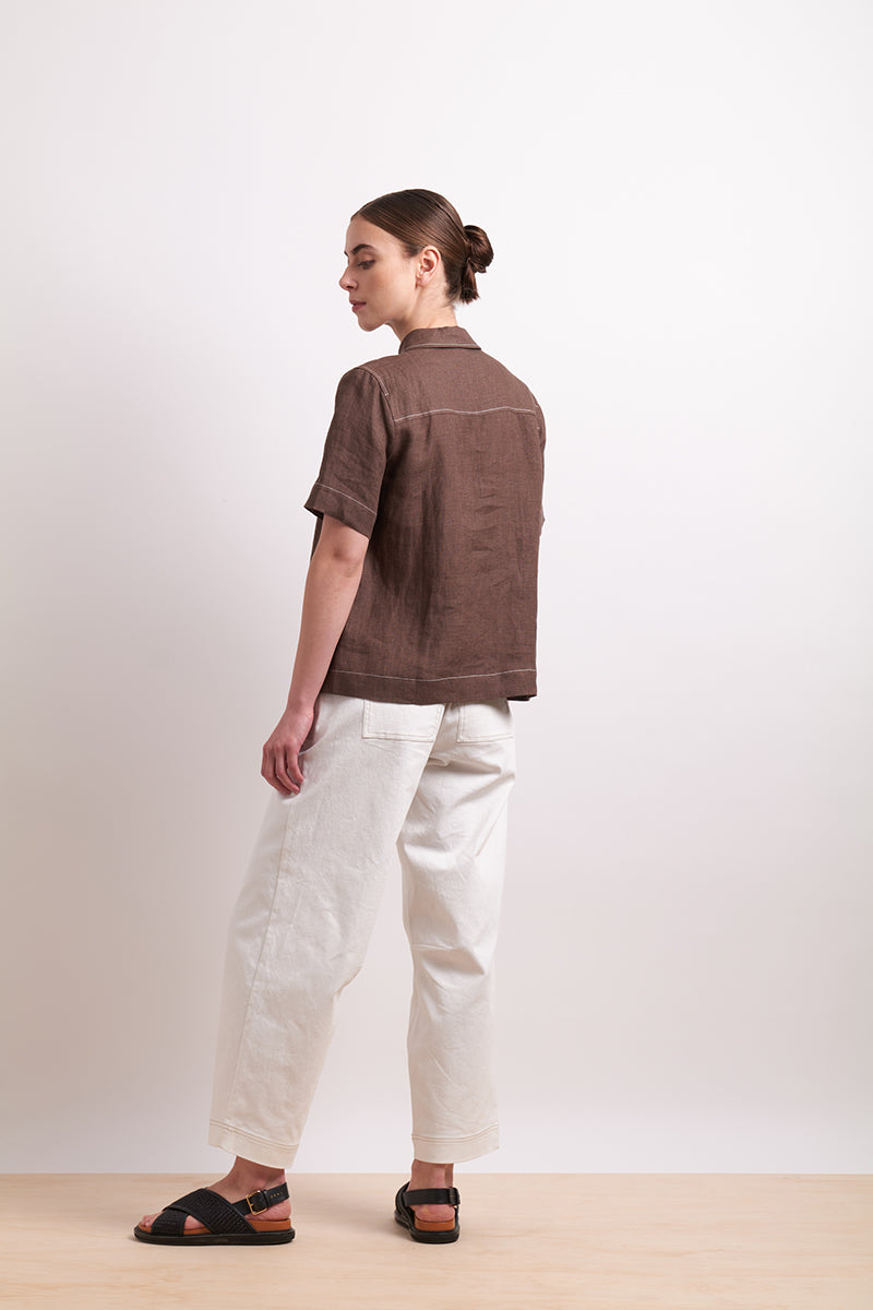 Neris Cocoa In Contrast Shirt