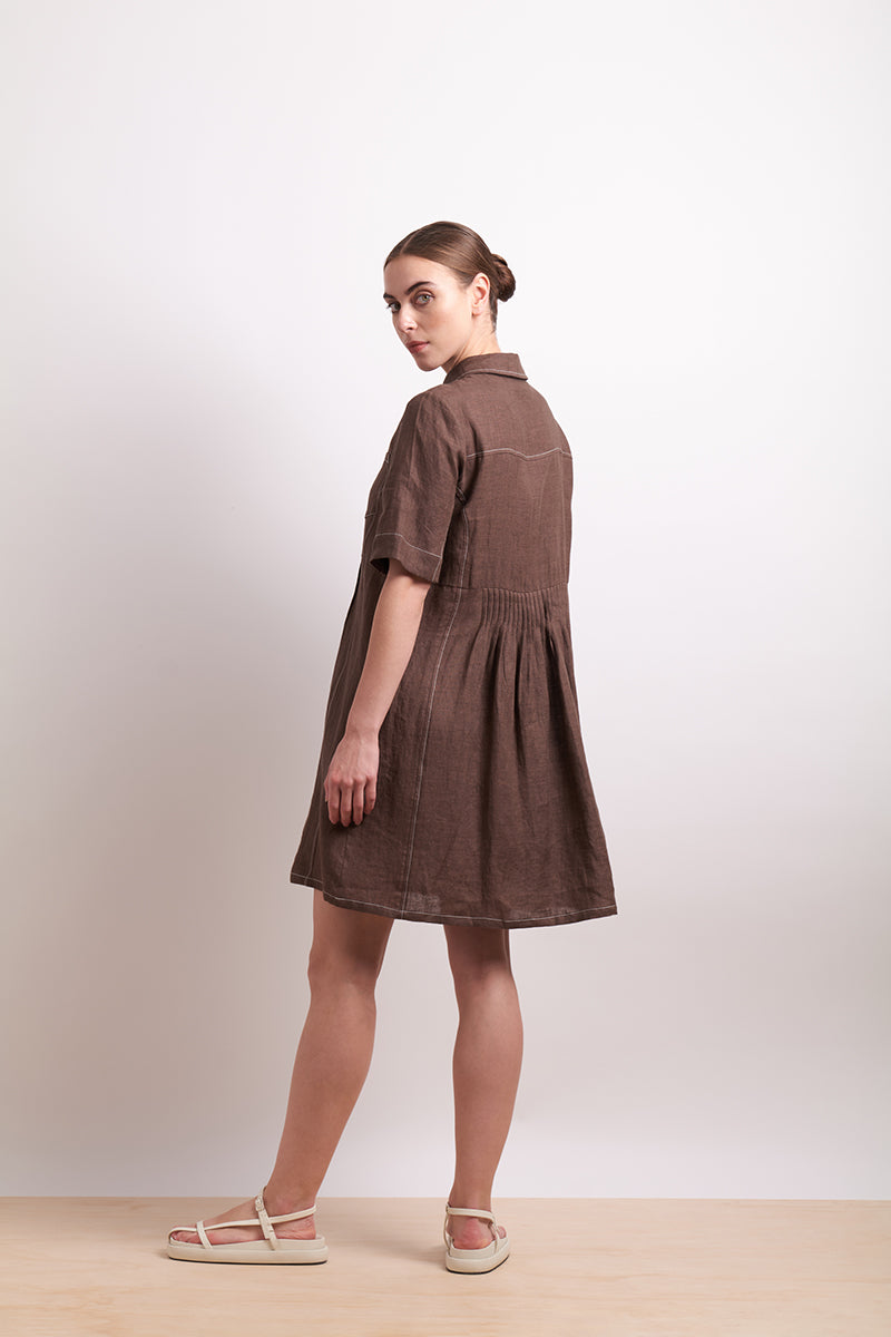 Neris Cocoa In Contrast Dress