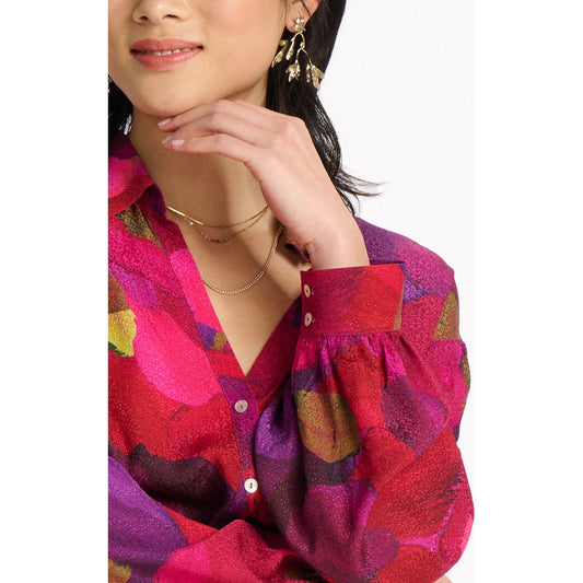 POM Blouse Brushwork Firey Pink