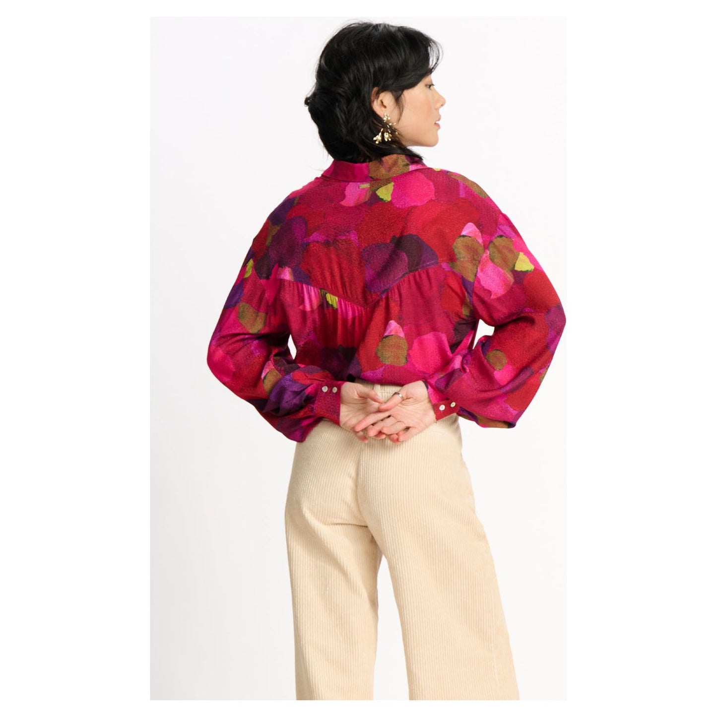 POM Blouse Brushwork Firey Pink