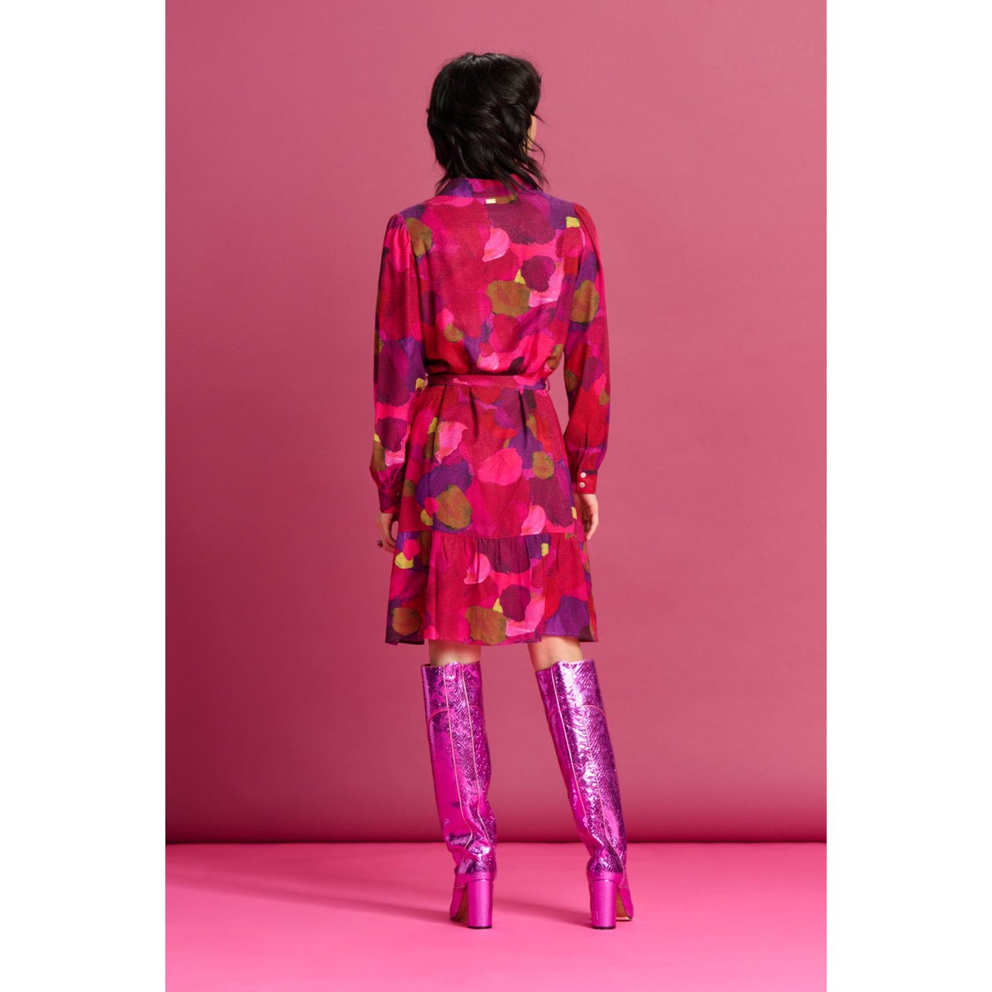 POM Dress Brushwork Firey Pink