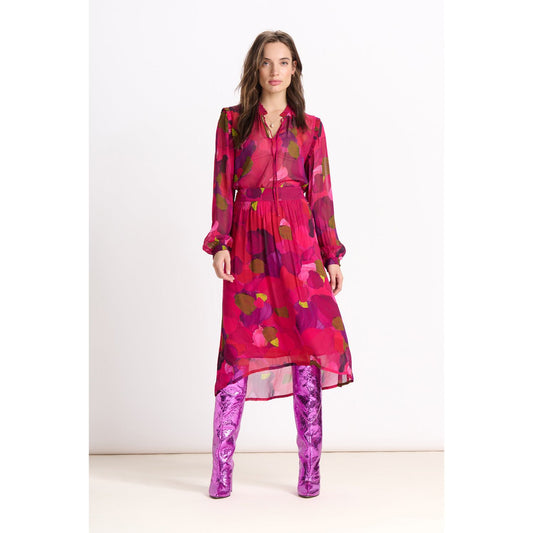 POM Skirt Brushwork Firey Pink