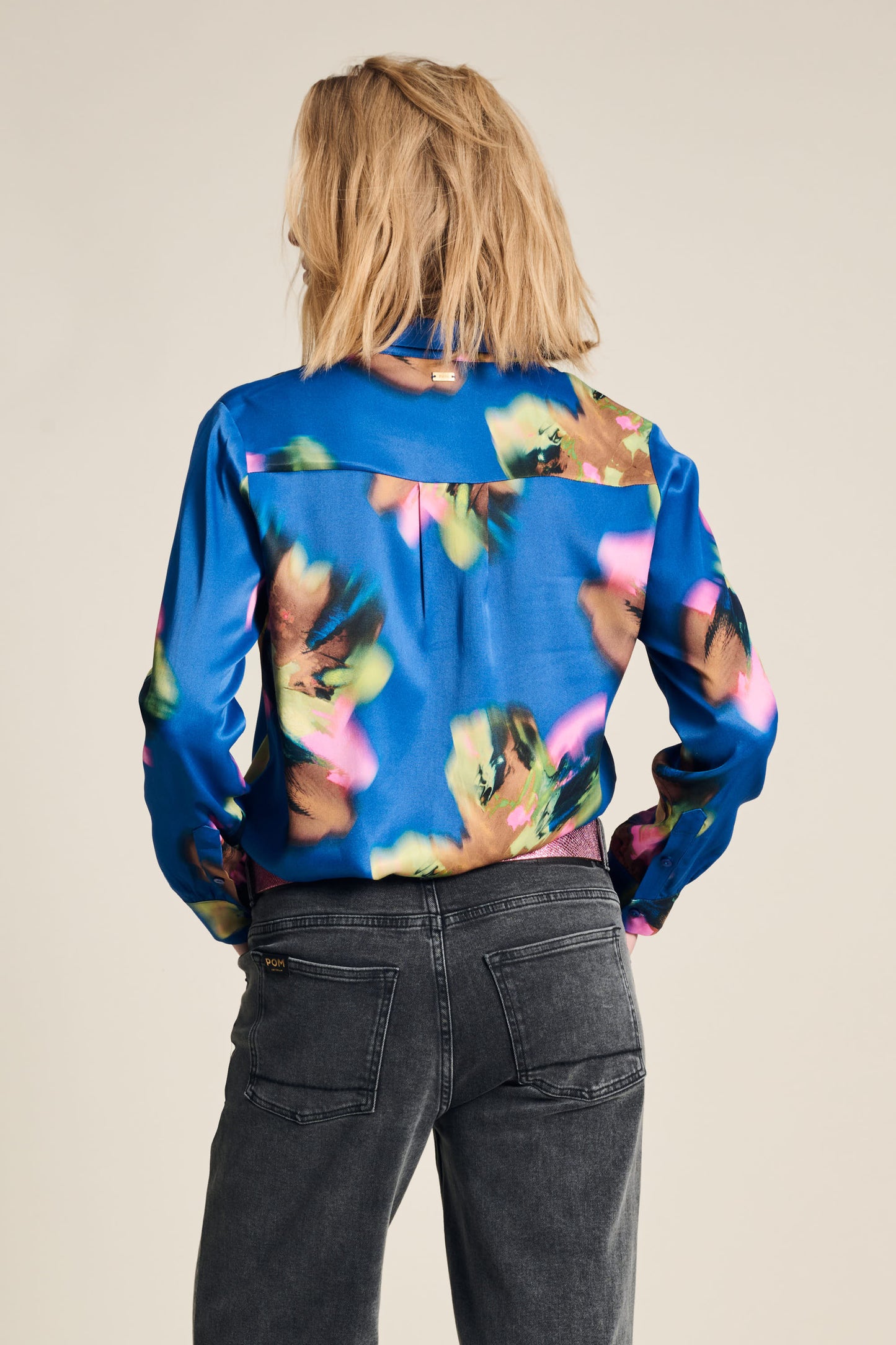 POM Mila Satin Blouse Butterfly Blue