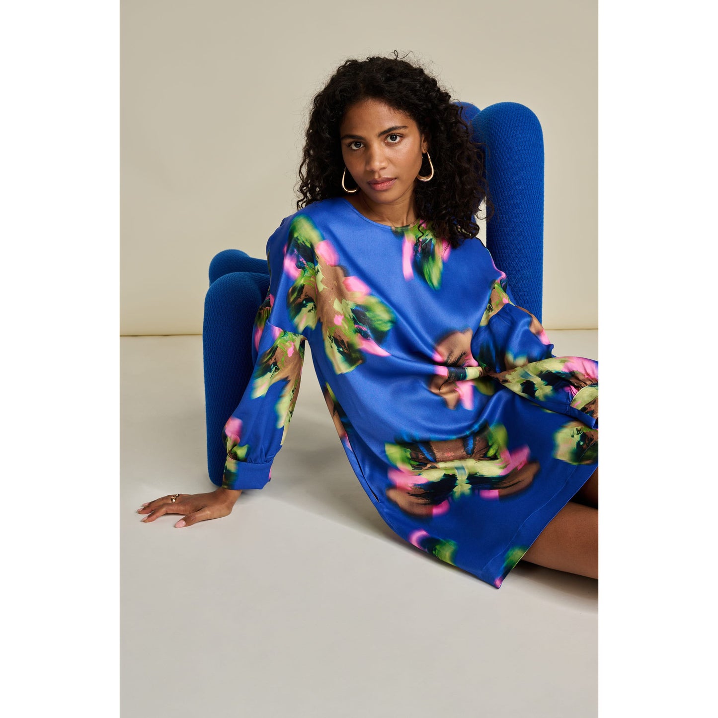 POM Butterfly Blue Satin Dress