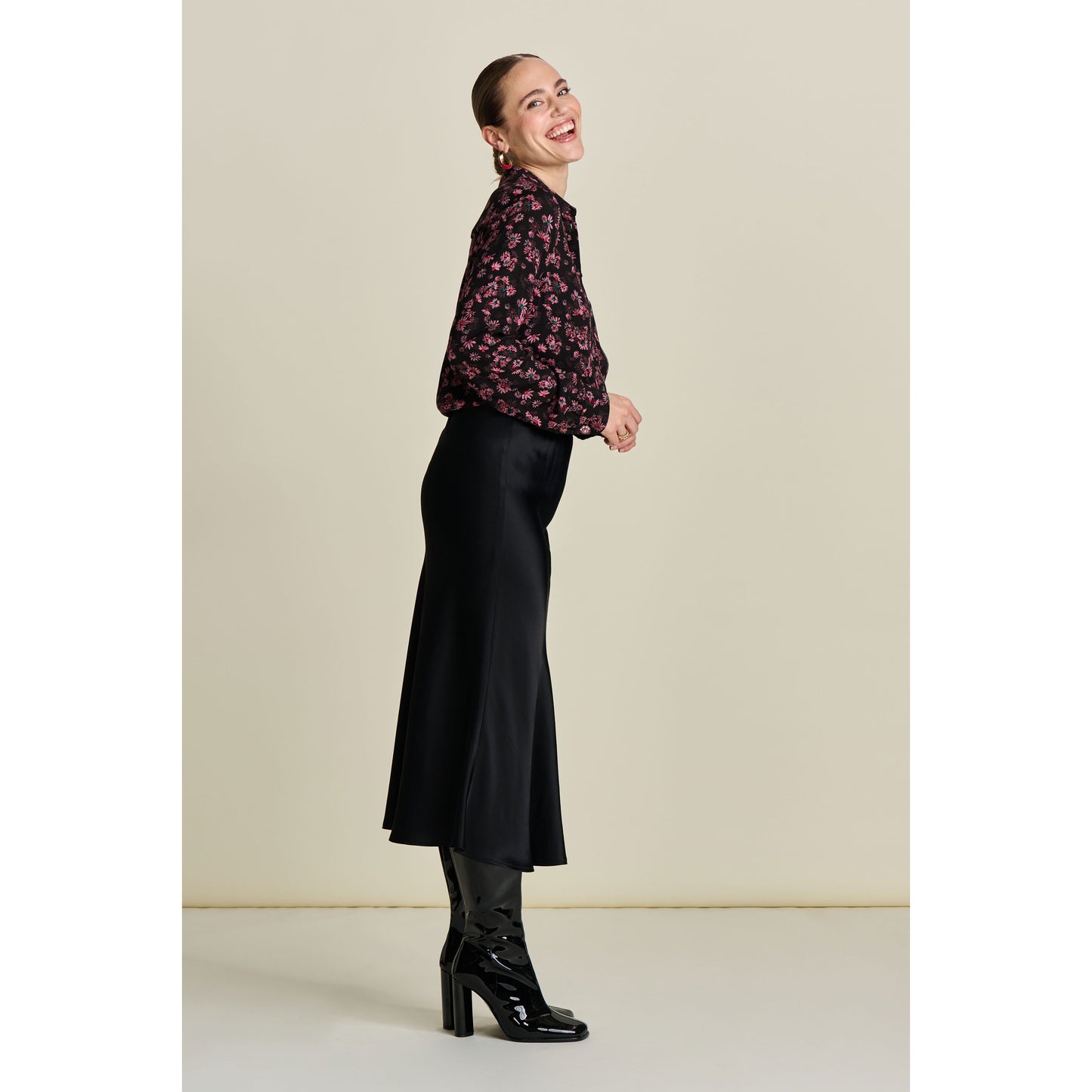 POM Black Satin Skirt