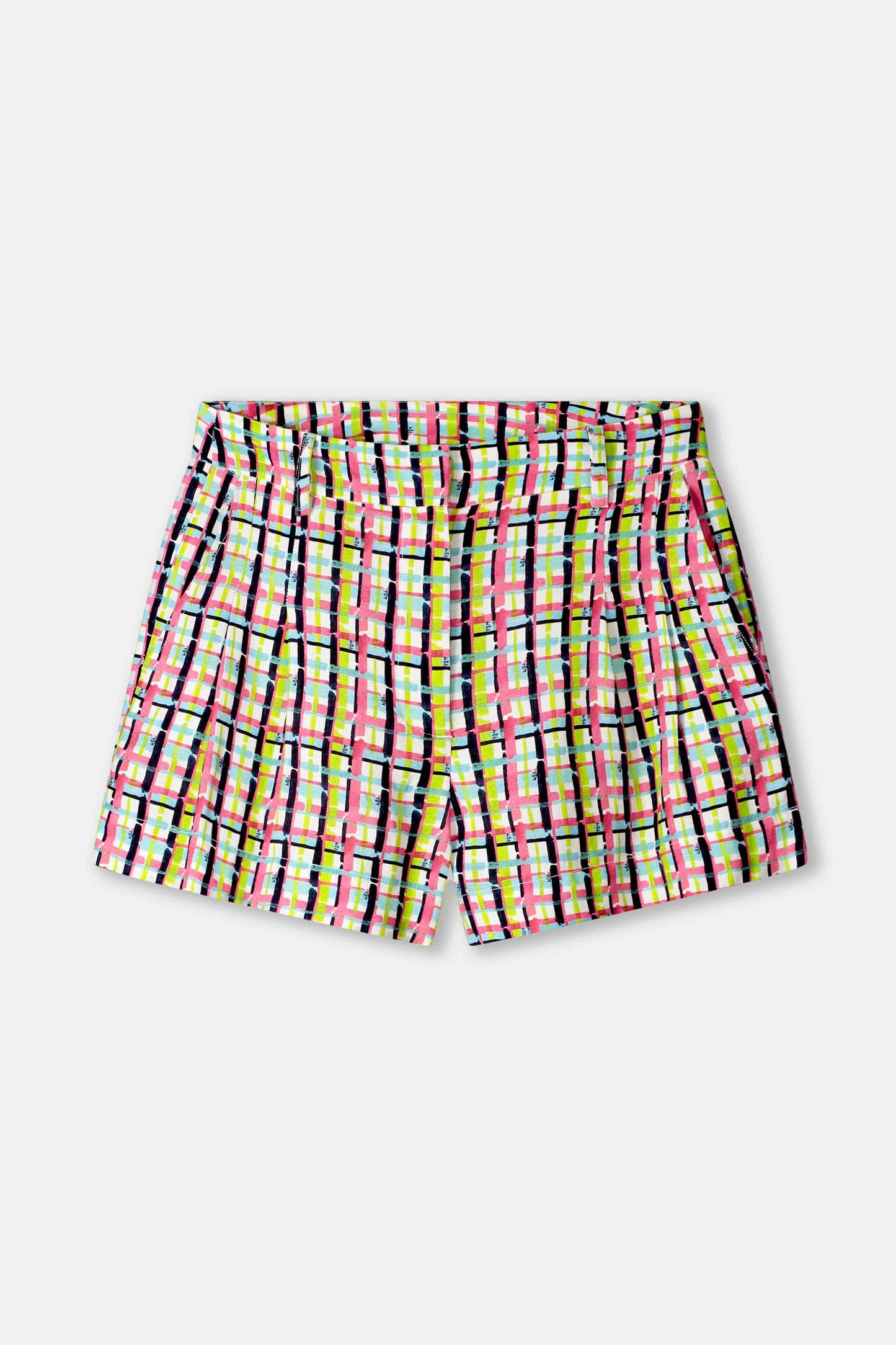 POM Shorts Brushwork Check Linen