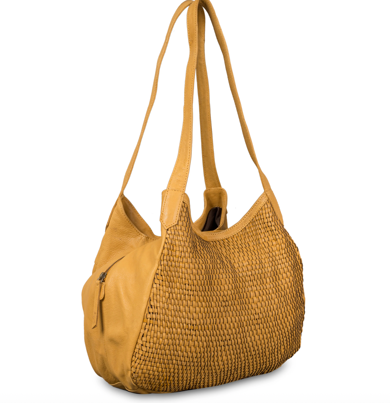 Mani Washed Leather Handwoven Handbag