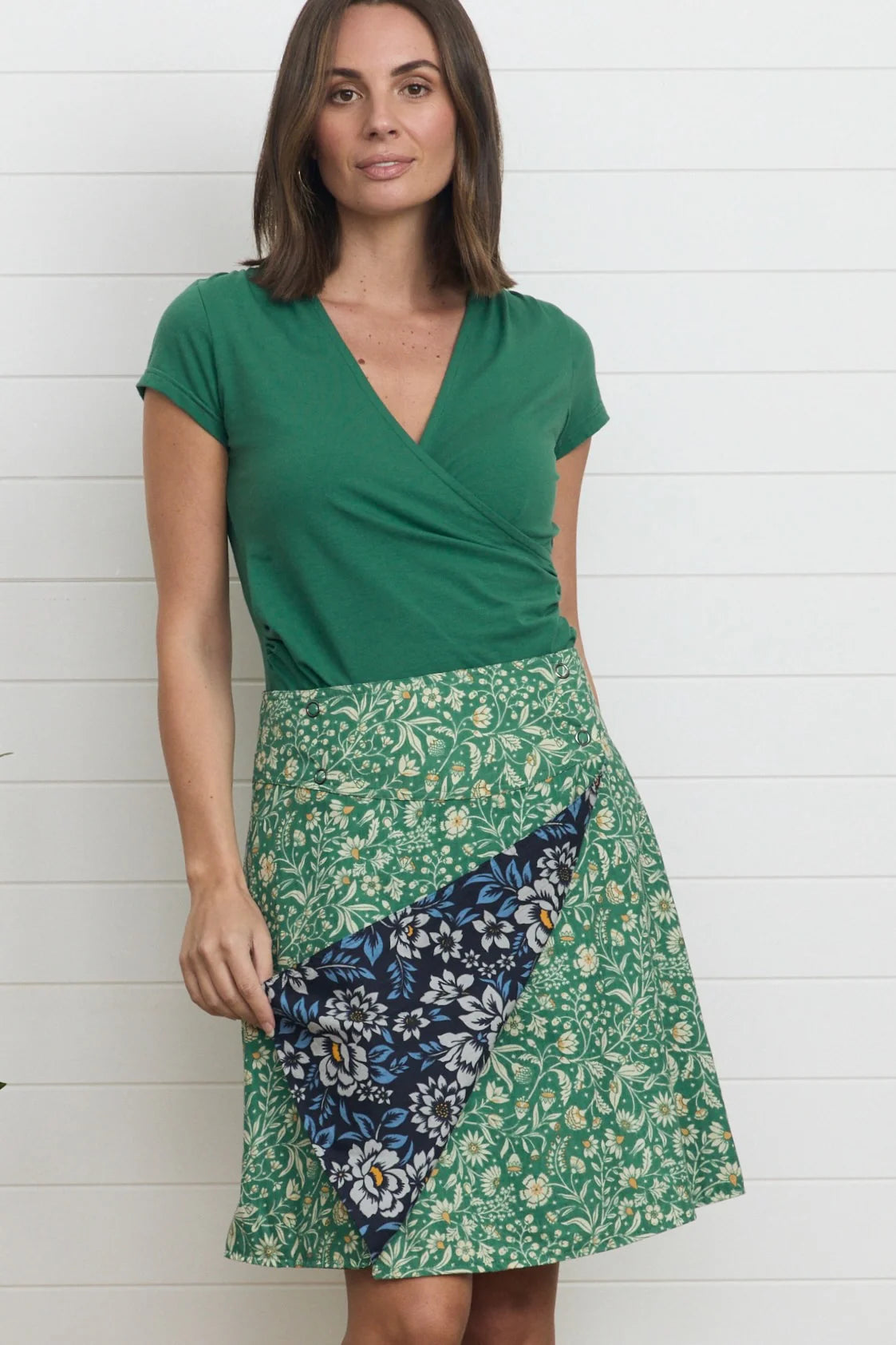 MahaShe Chameleon Reversible Skirt Ivy & Camellia