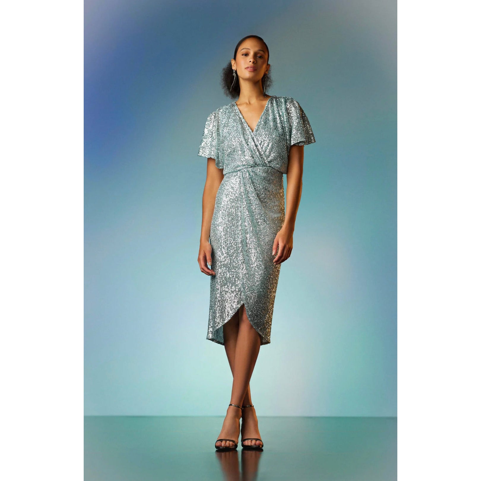 joseph ribkoff sequin dress Joseph Ribkoff - 233714 - Sequin Ruffle Sleeveless Maxi Dress
