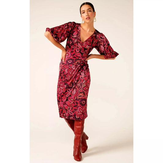 Sacha Drake Crown Ruby Faux Wrap Dress
