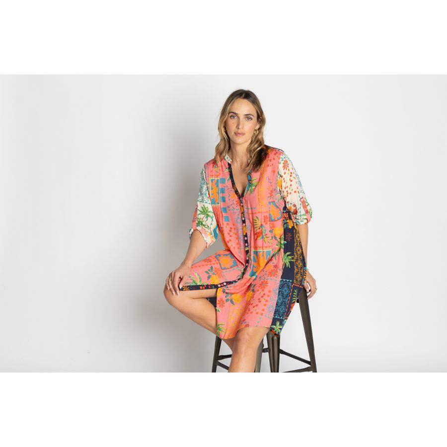 Lula Life Carina Button Dress Multi