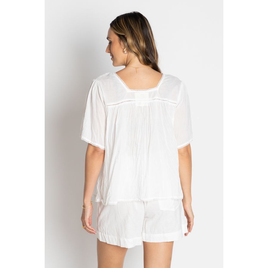 Lula Life Celeste Cropped White Top