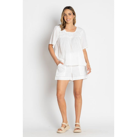 Lula Life Celeste Cropped White Top
