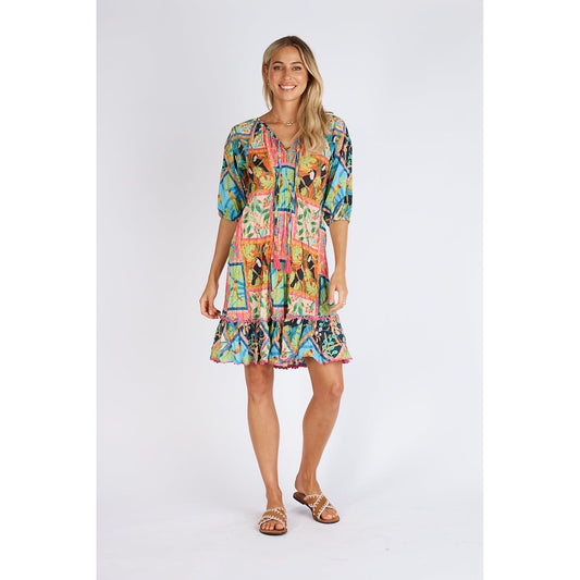 Lula life Paradise Shirred Dress Melon