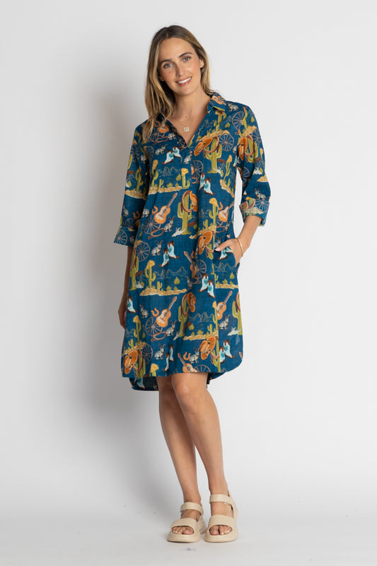 Lula Life Prairie Shirtdress Navy