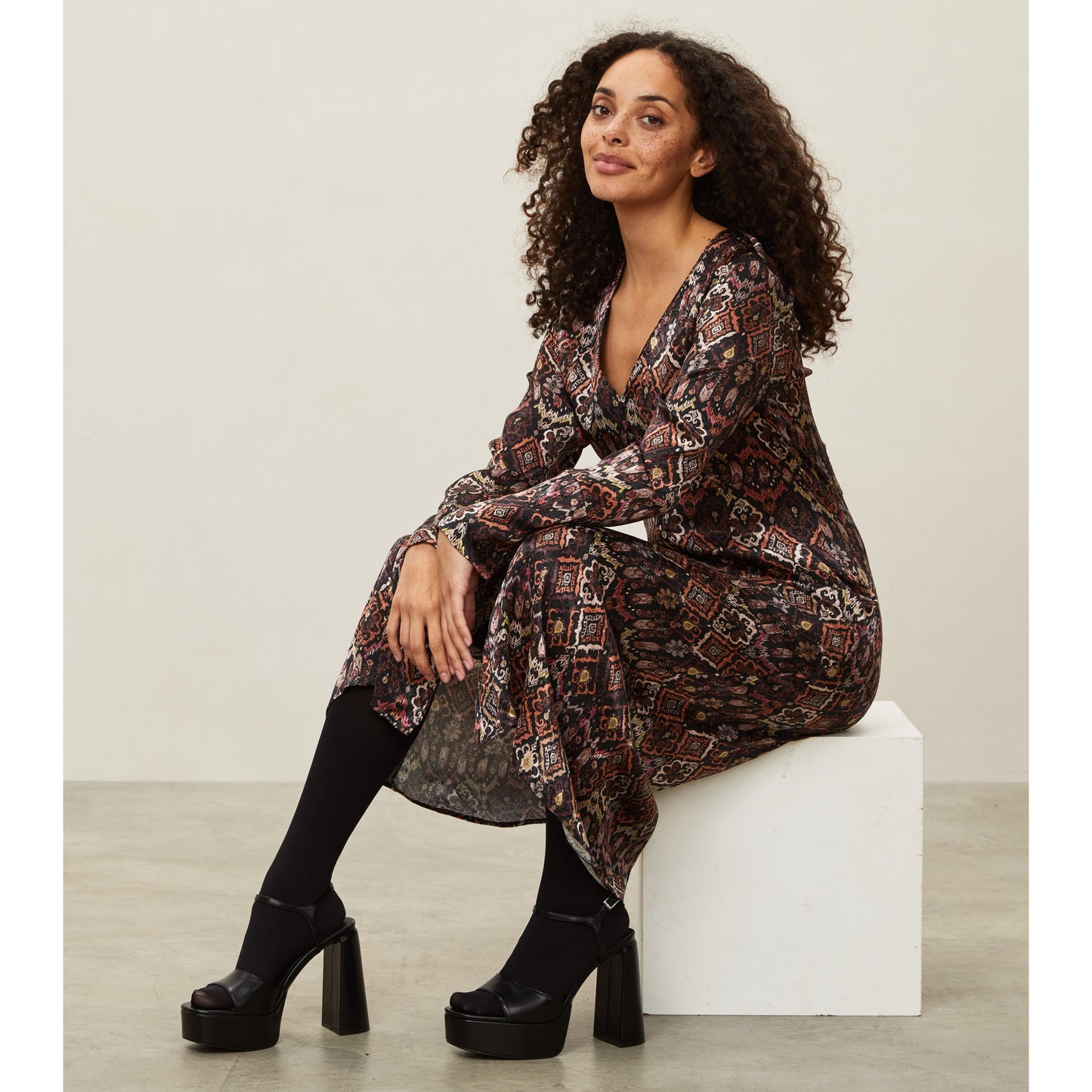 Odd Molly Susanna Long Dress Deep Asphalt