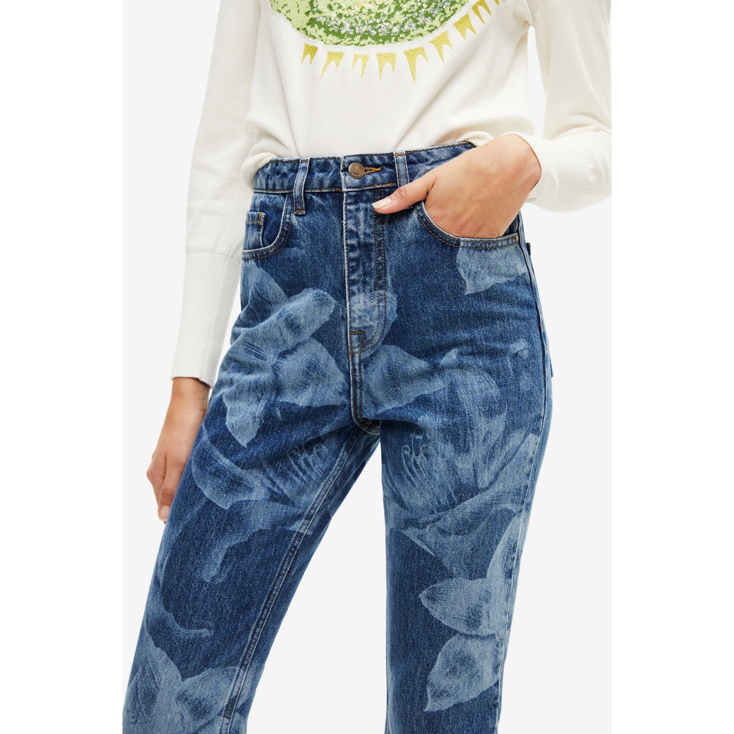 Desigual Denim Cropped Trousers 22WWDD20