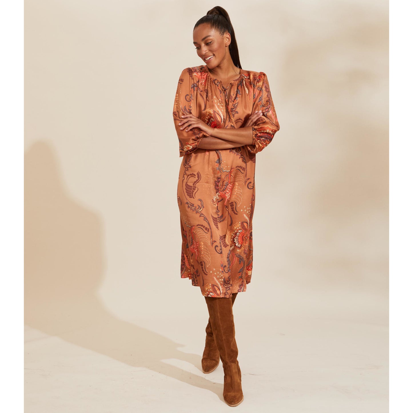 Odd Molly Still Smiling Coconut Brown Dress