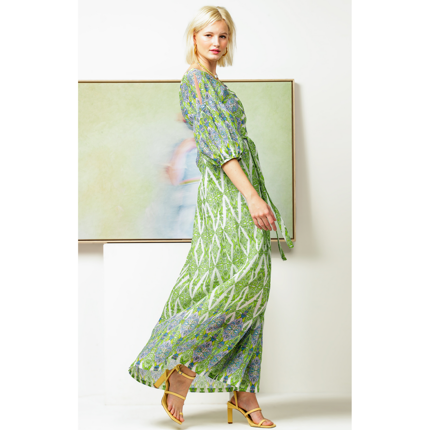 Sacha Drake Dandelion Floats Maxi Dress Lime/Lavender