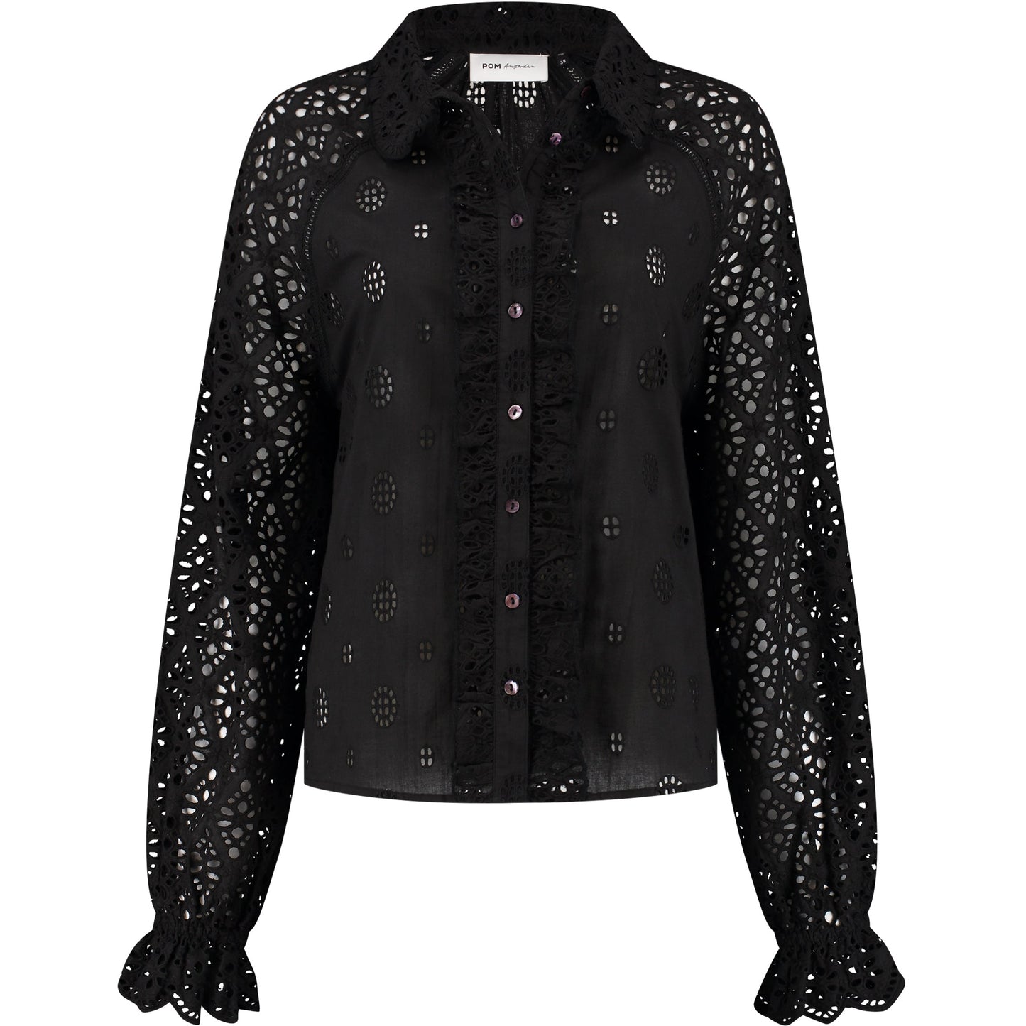 POM Blouse Deep Black Broderie SP6935