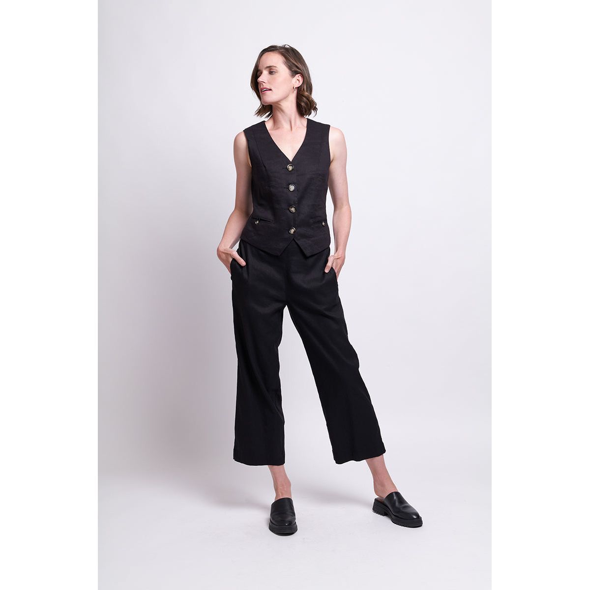Foil Waisted Vest Mocha