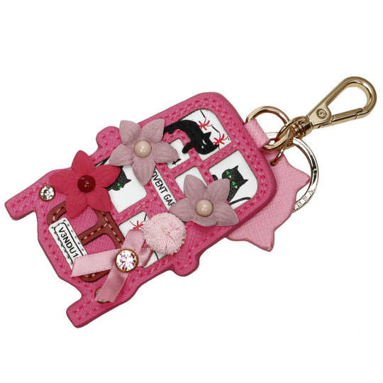 Vendula Pink Ribbon London Cats & Corgies Pink Bus Key Charm