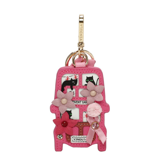 Vendula Pink Ribbon London Cats & Corgies Pink Bus Key Charm