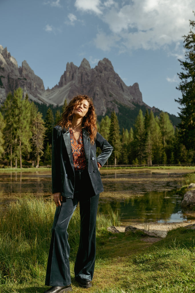 Traffic People Ava Rose Jacket - Steel Blue