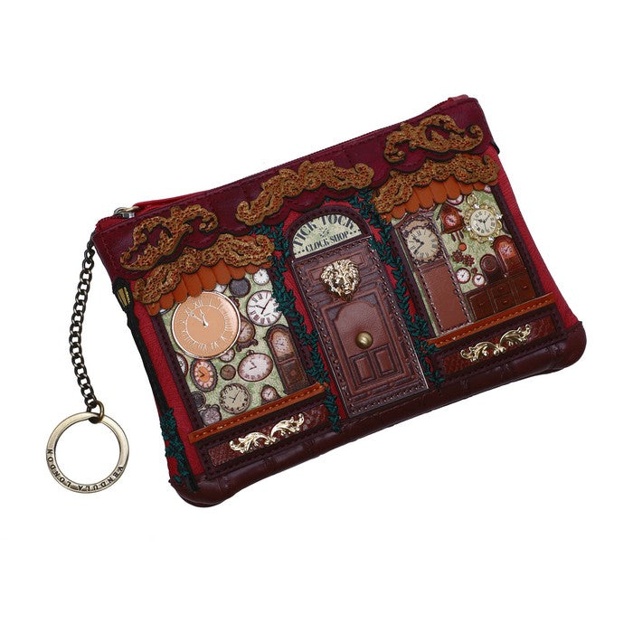 Vendula Tick Tock Clock Shop Zipper Key Coin Purse