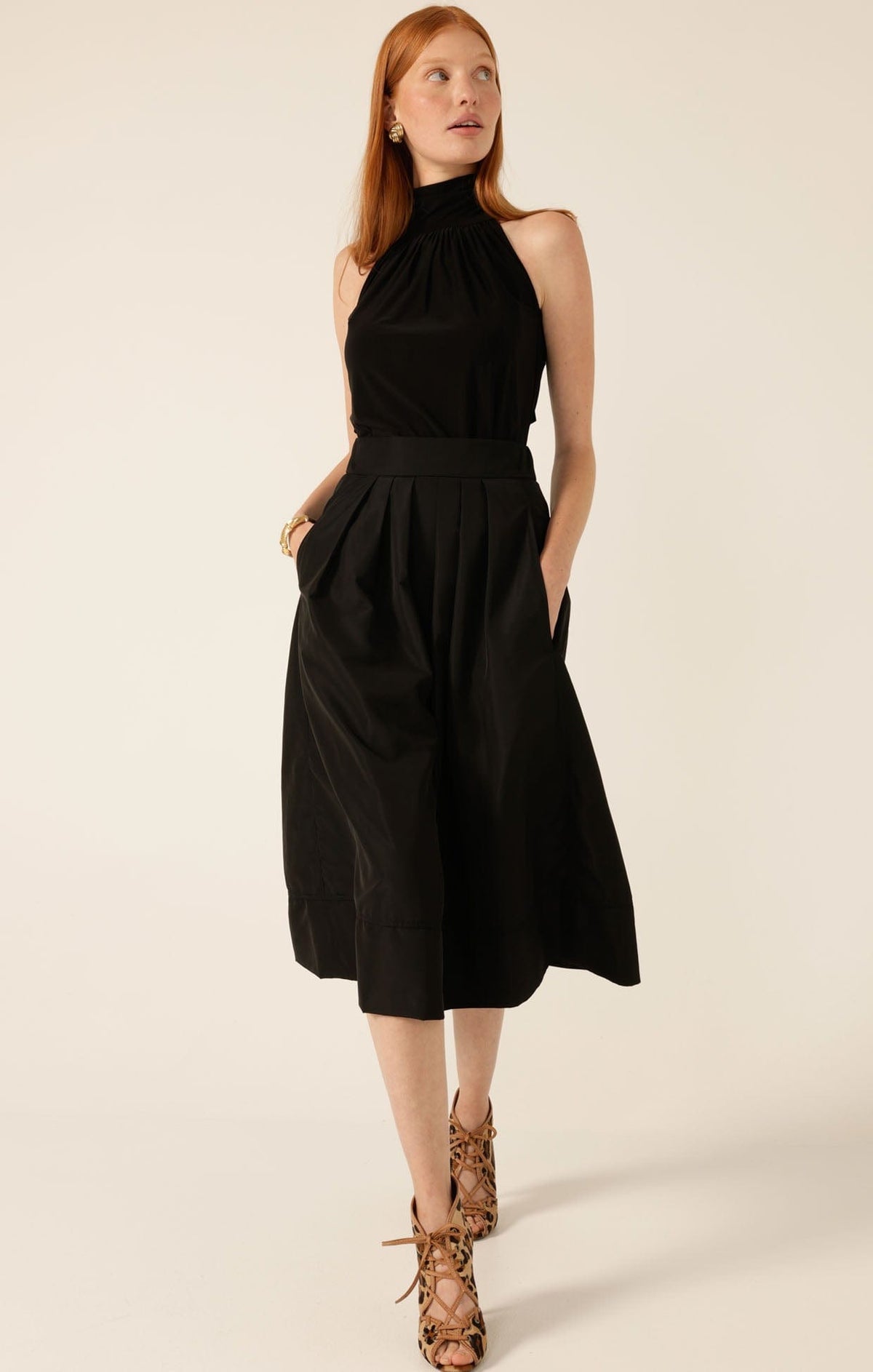 Sacha Drake high neck tie top black
