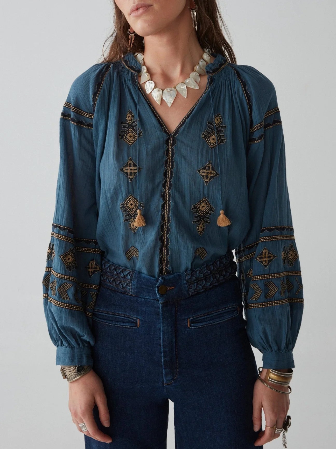 Maison Hotel Audrey Blouse (dipinto blu or Nuvola)