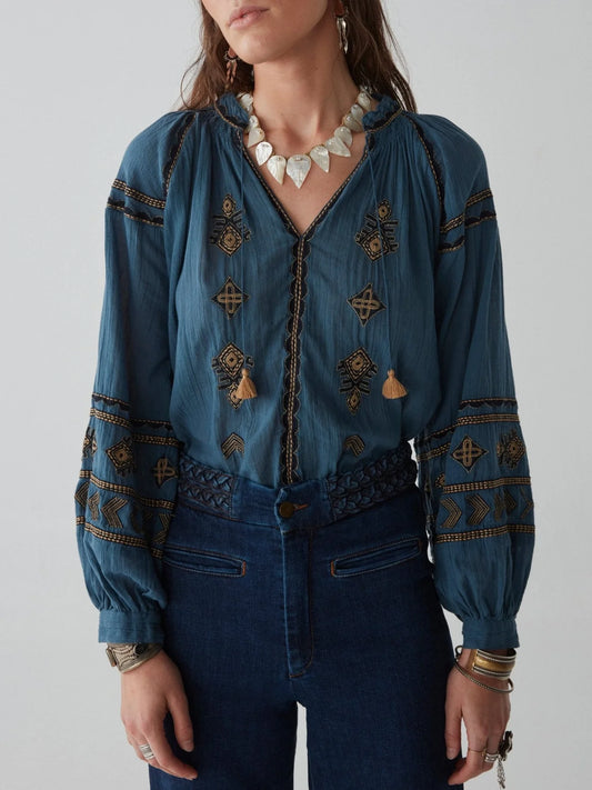 Maison Hotel Audrey Blouse (dipinto blu or Nuvola)