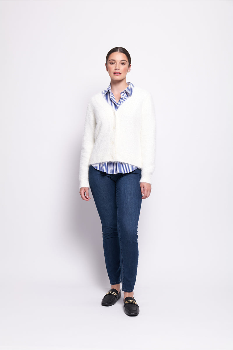 Foil Top Bird Cardigan (Pearl or Saphire)