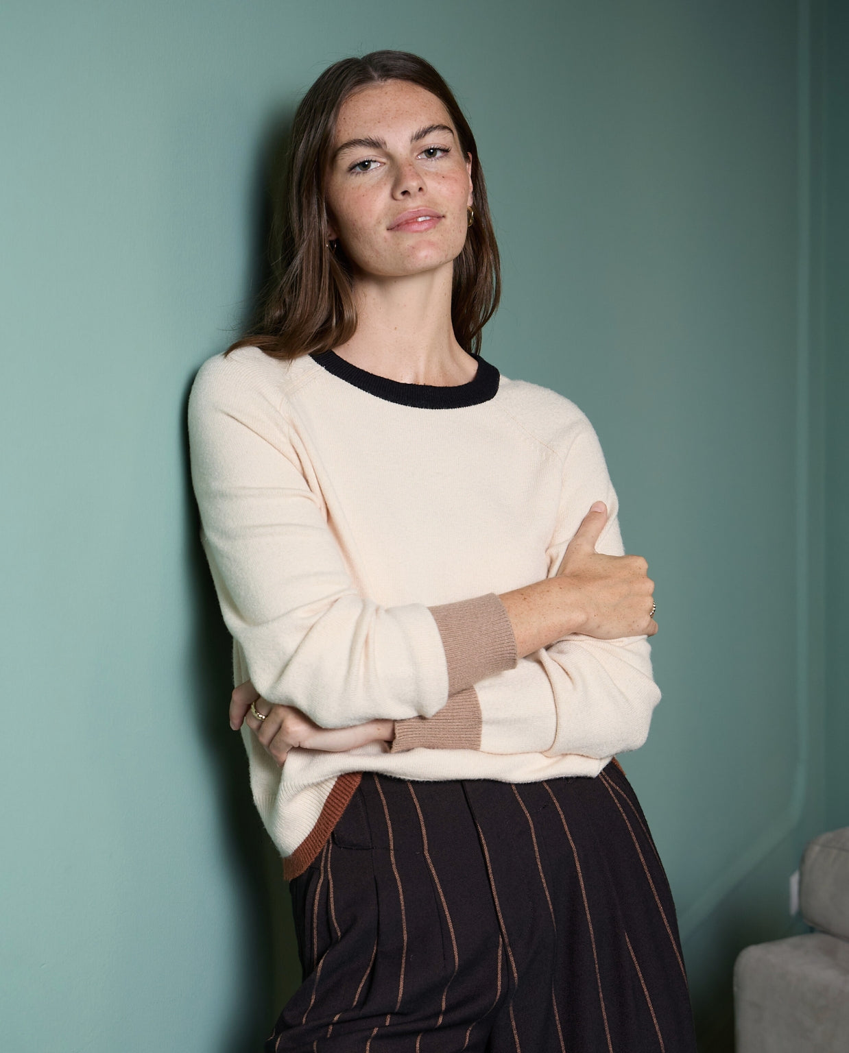 Surkana Cream Round neck sweater