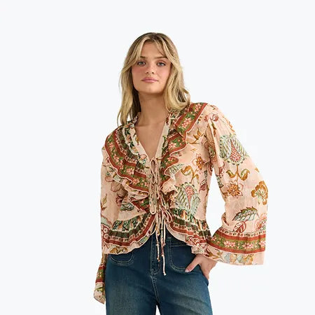 Talisman Carmen Frill Top Wildflower Oasis