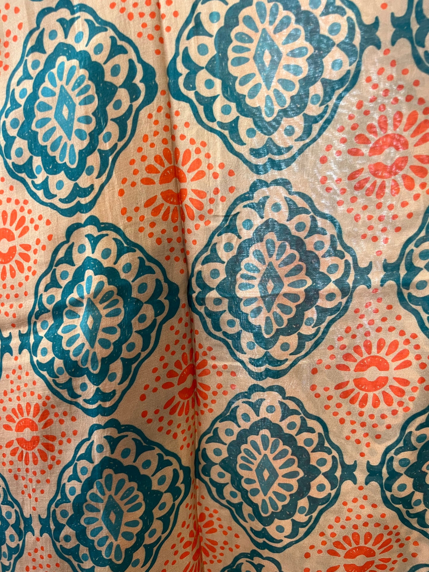 Powder Cream Batik Print Short Kimono