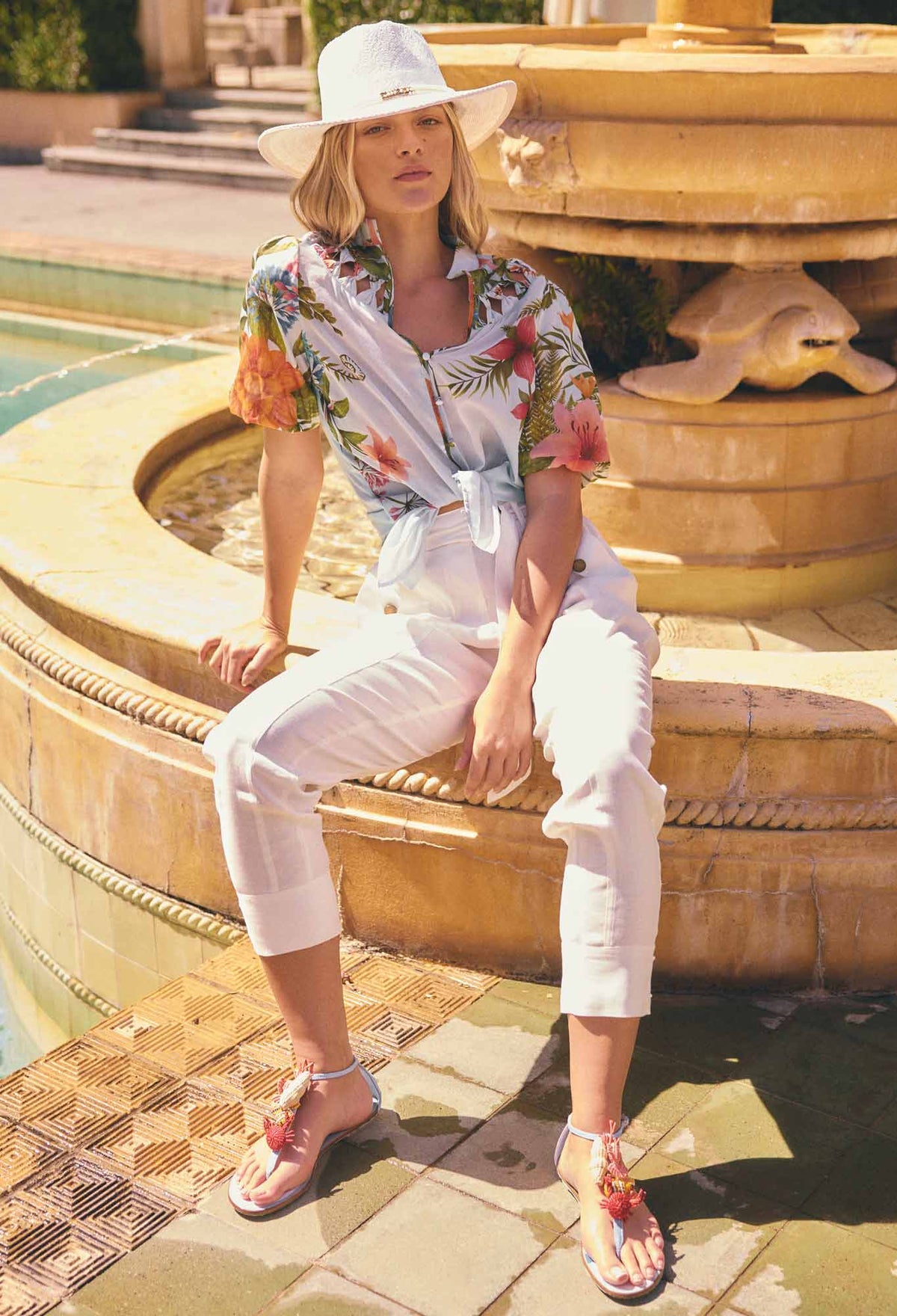 Once Was - Trinidad Stretch Linen Button Cuff Pant / Ivory